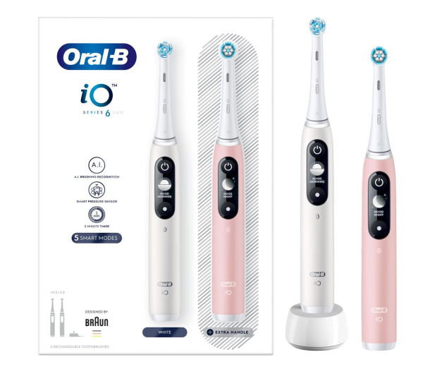 Oral-B Szczoteczeka magnetyczna iO6 Duo (biała + różowa) - 1131190 - zdjęcie